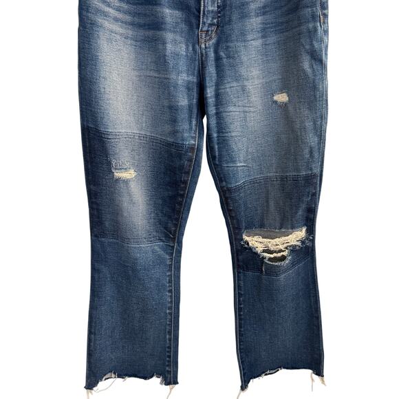 Madewell Jeans Women's Blue Cali Demi-Boot Denim Flare Hem Distressed Sz 28 - Picture 2 of 12